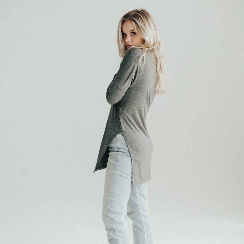 Carly Jean Los Angeles Favorite Kimono, Charcoal Grey